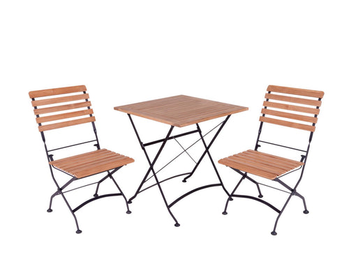 MaximaVida inklapbare vierkante acacia bistroset Toscana 70 cm zwart - stoelen zonder armleuning - vtwonen shop