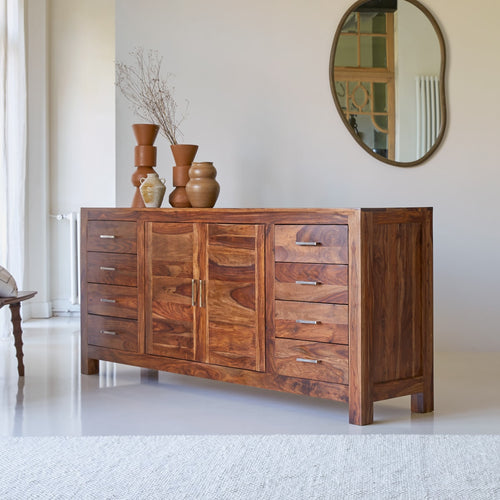 Tikamoon Mezzo - Massief palissander buffet 205 cm - Bruin