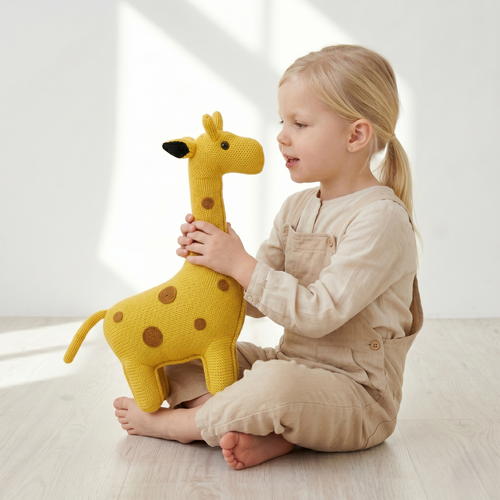 Pintado & Lacado knuffeldier Giraffe - geel - 40 cm