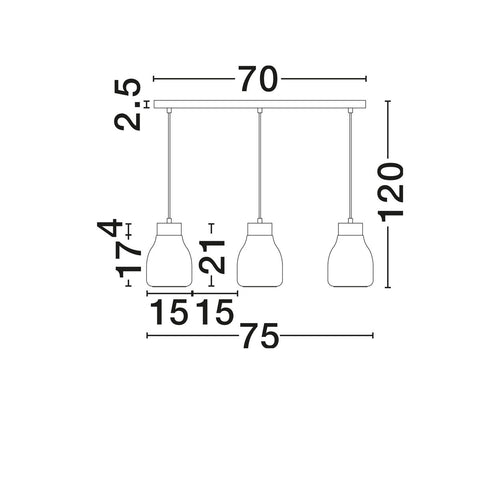 Nova Luce BLACU Hanglamp voor aan het plafond, rookgrijs, zwart, E27, 3x12W
