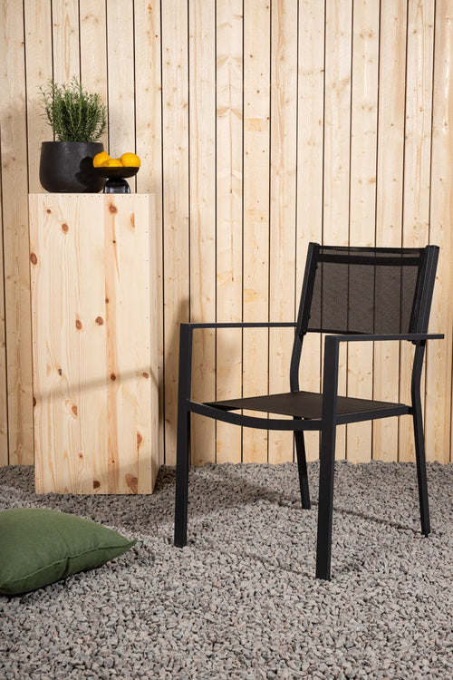 Nest outdoor Narda aluminium tuinstoel zwart - met armleuningen - set van 4 - vtwonen shop