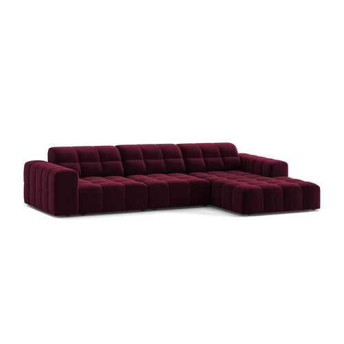 Cosmopolitan Design - Rechter hoekbank Chicago 4-zits, flueel bordeaux - 167x294x78cm