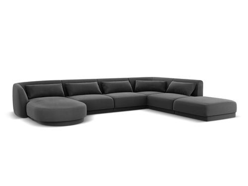 Cosmopolitan Design Panoramische hoekbank rechts Tulum 6-zits, flueel, grijs - 255x330x70cm