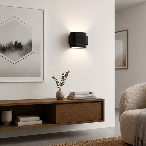 Artdelight wandlamp Metz - 2 lichts - 9  x 16   cm - zwart