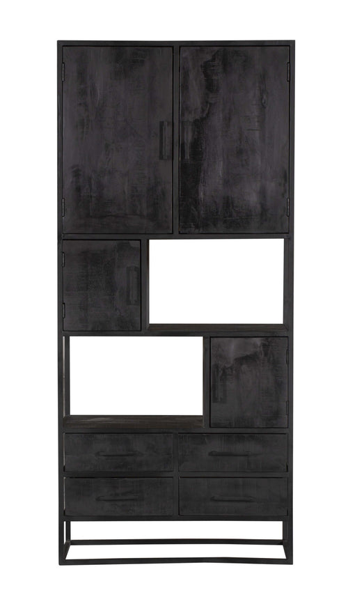 StarFurn Vakkenkast Denver - Zwart Hout - 90x45x200cm - vtwonen shop