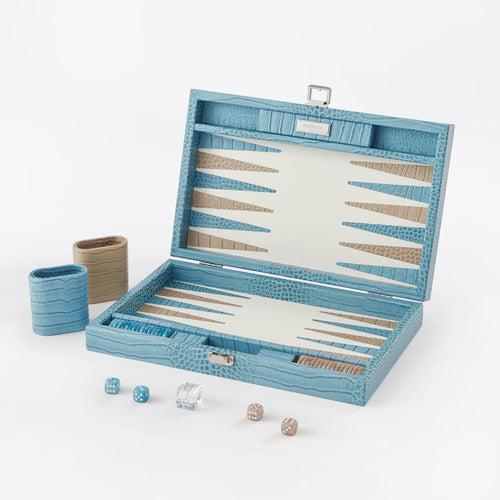 Premium Interiors - Backgammon - Gemiddeld BACKGAMMON - leer rivierablauw 38cm