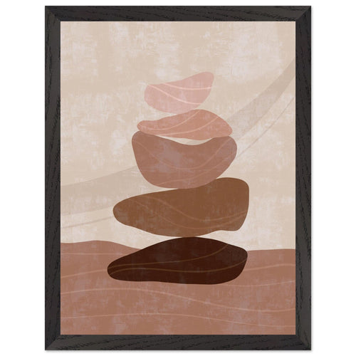Artfulprints Poster met Lijst Boho – Stone balance   - 30x40 cm - Grijs