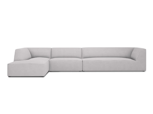 Micadoni linker hoekbank Ruby 5-zits, structurele stof, lichtgrijs - 180x366x69cm