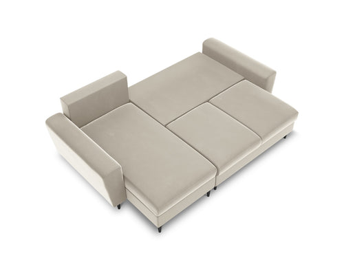 Cosmopolitan Design Omkeerbare converteerbare hoekbank met opbergdoos Kyoto 4-zits, flueel lichtbeige - 145x241x88cm