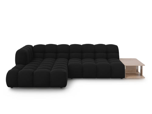 Cosmopolitan Design Modulaire hoekbank links Sky 4-zits, flueel, zwart - 162x297x70cm