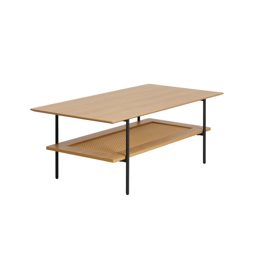 Rebellenclub Salontafel Berley - 110 x 55 cm - Eiken met Rattan