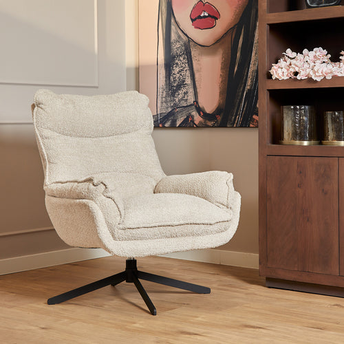 StarFurn Fauteuil Vera - Off-White Stof - Draaibaar - 82x95x96,5cm