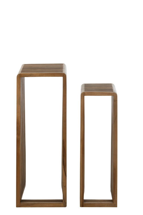 J-Line bijzetafel Kubus - hout - naturel - set van 2