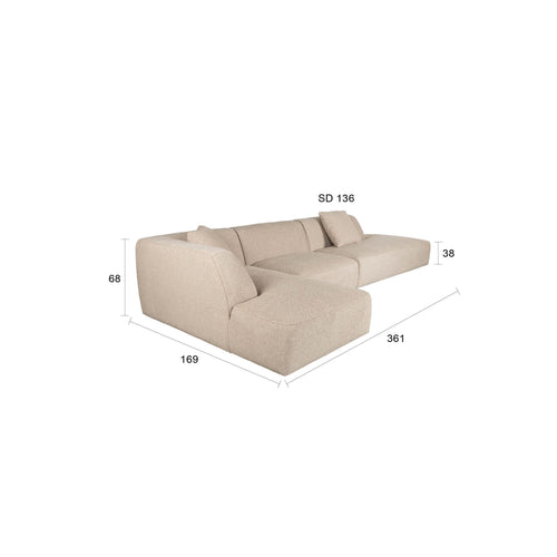 Housecraft Living Tanja 4,5-Zitsbank/ Hoekbank Rechts Beige