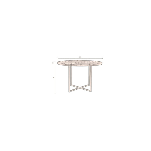 Dutchbone Class Eettafel Rond 120 cm Acaciahout - Bruin - vtwonen shop