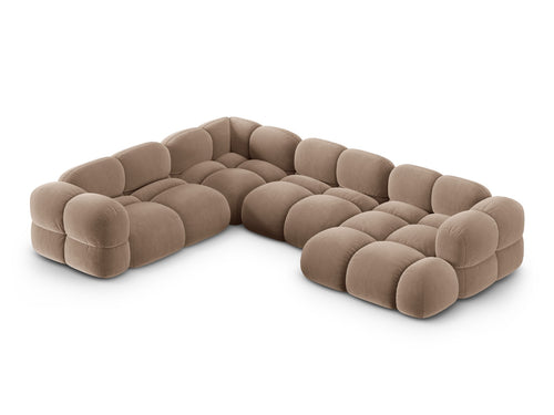 Cosmopolitan Design Panoramische hoekbank links Loretto 5-zits, flueel donkerbeige - 250x345x68cm