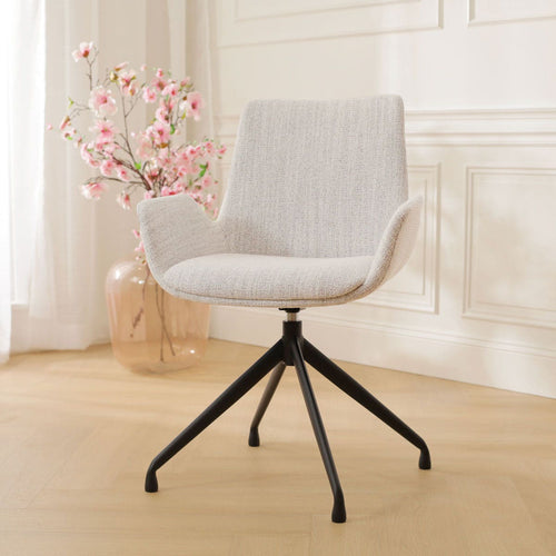 Nolon Nola-Eef Eetkamerstoel Beige Gemêleerd - Draaibaar Zwart Onderstel - vtwonen shop