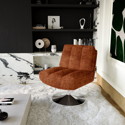 Sia Home - Fauteuil TIMELESS - Fluweel met structuur - Terracotta - 60.5cm