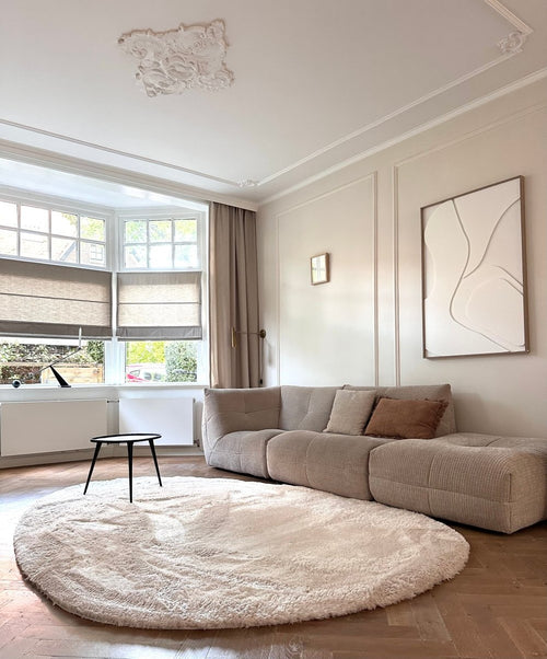 Organisch hoogpolig vloerkleed Odelia beige/wit - Interieur05 - 290 x 200 cm