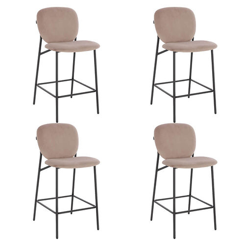 HOME DELUXE CELDA barkrukken fluweel - set van 4 lichtbruin | Barstoelen - vtwonen shop
