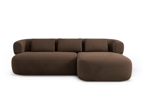 Micadoni rechter hoekbank Jenny 5-zits, flueel chocolade - 145x225x73cm