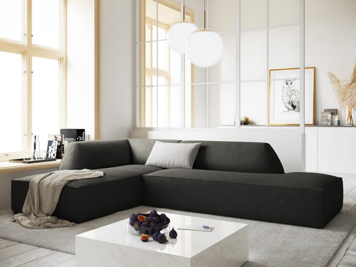 Micadoni - Linker hoekbank "Ruby" 4 zitplaatsen, ribfluwelen, donkergrijs - 180x273x69cm