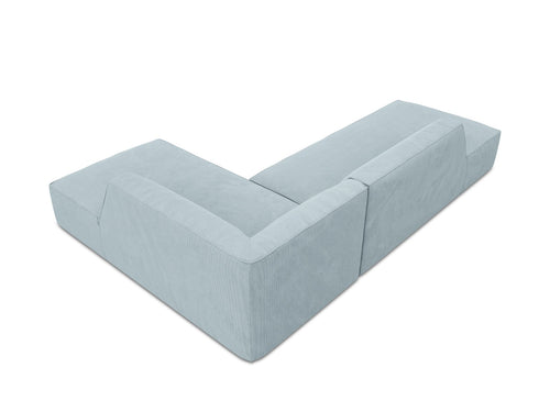 Micadoni rechter hoekbank Ruby 4-zits, ribfluwelen, lichtblauw - 180x273x69cm