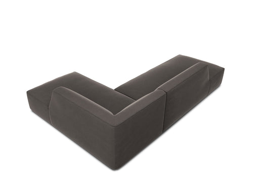 Micadoni rechter hoekbank Ruby 4-zits, flueel, donkergrijs - 180x273x69cm