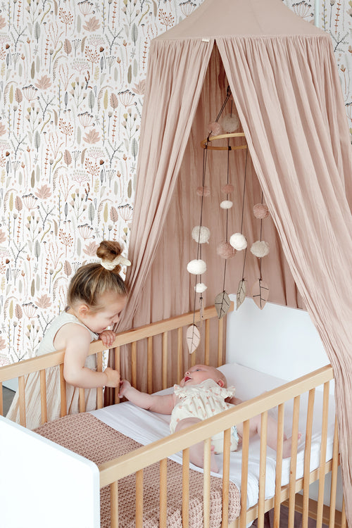 ESTAhome behang veldbloemen zacht roze, grijs en terracotta - 53 cm x 10.05 m - 139702