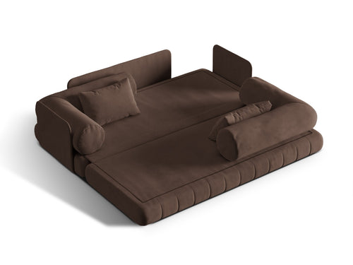 Cosmopolitan Design Converteerbare bank Kemi 3-zits, flueel chocolade - 95x206x70cm