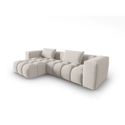 Cosmopolitan Design - Modulaire hoekbank links Verona 3-zits, structurele stof beige - 145x260x70cm