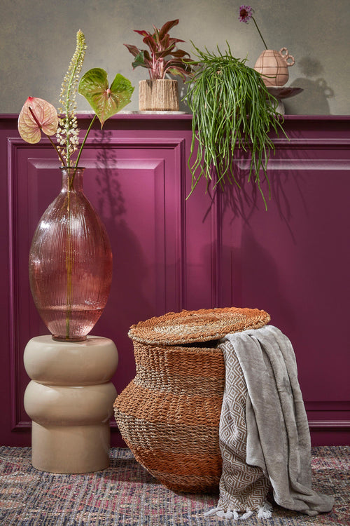 Mica Decorations Tacoma Opbergmand met Deksel - H48 x Ø55 cm - Jute - Geel - vtwonen shop