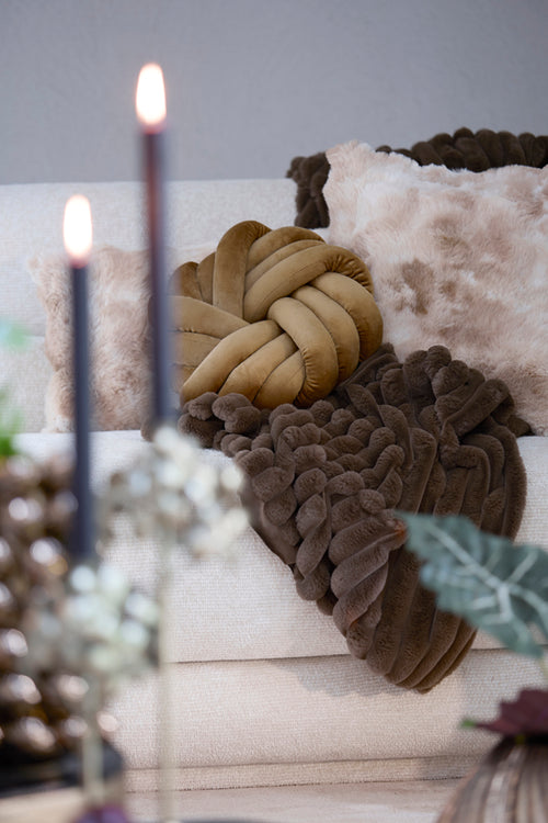 Light & Living textiel  - bruin - 33x33x10 cm