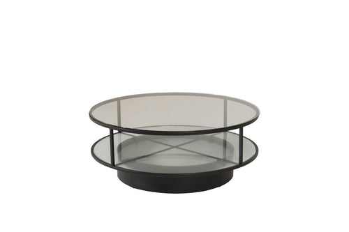 Rebellenclub Salontafel Hobro - Ø100 cm - Zwart met Glas - vtwonen shop