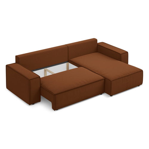LaMiaSofa hoekbank rechts Livorno - velours - terracotta - 290x185x82
