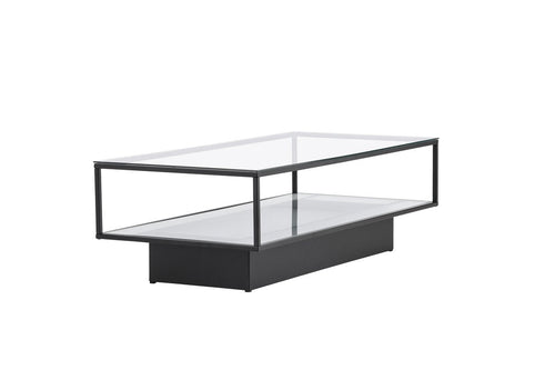 Rebellenclub Salontafel Lucera - 130 x 60 cm - Zwart met Glazen Blad - vtwonen shop
