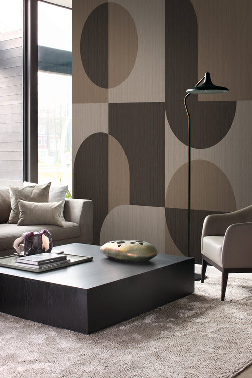Origin Wallcoverings fotobehang cirkels in Bauhaus stijl donker beige en bruin - 250 x 279 cm - 357325 - vtwonen shop