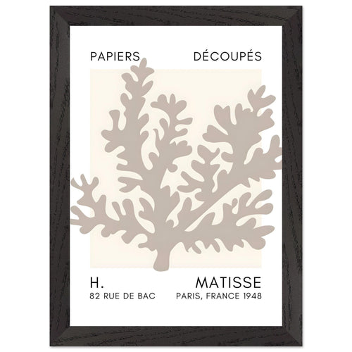 Artfulprints Poster met Lijst Matisse – Aqua bloom grey   - A4 21x29.7 cm - Grijs