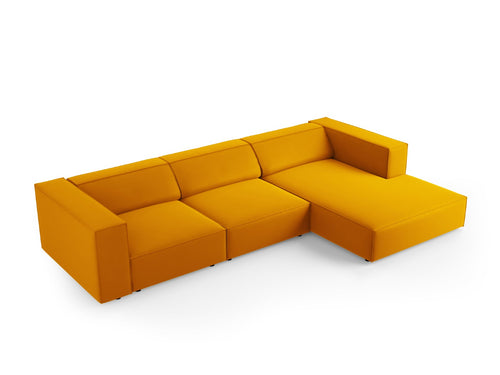 Cosmopolitan Design rechter hoekbank Arendal 4-zits, flueel, geel - 166x284x70cm