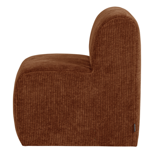 WOOOD eetbank 84 cm rugleuning Mojo Base - Rib - Roestbruin - 83x84x76
