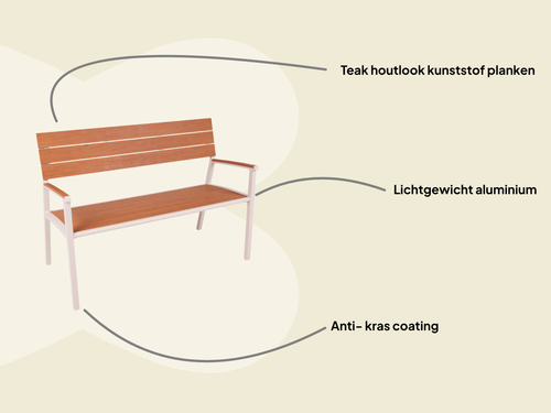 MaximaVida aluminium tuinbank Bermuda 120 cm ivoor