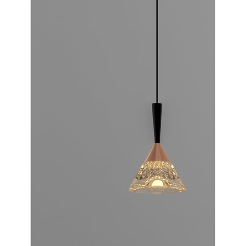 Nova Luce PALUZ Slanke hanglamp voor aan het plafond, roségoud, matzwart, LED, 7W, 345lm, 3000K