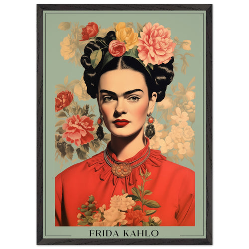 Artfulprints Poster met Lijst Frida Kahlo - Botanical portrait   - 50x70 cm - Meerkleurig