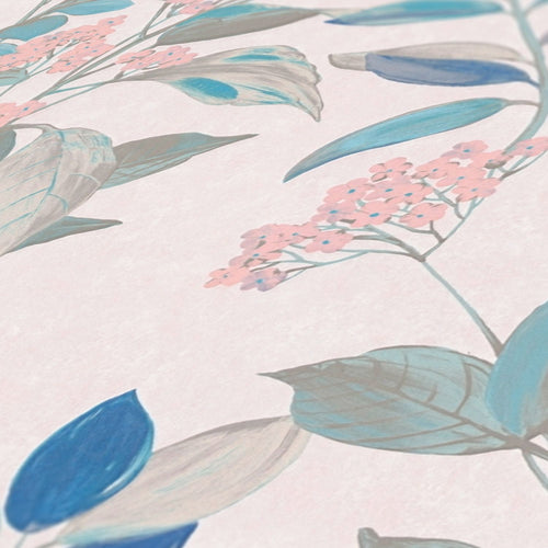 Livingwalls behang bloemmotief beige en blauw - 53 cm x 10.05 m - AS-391712