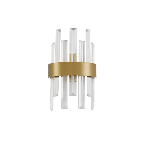 Merano Kimberley Wandlamp Satijn Goud Metaal Helder Kristal (7 stuks) LED G9