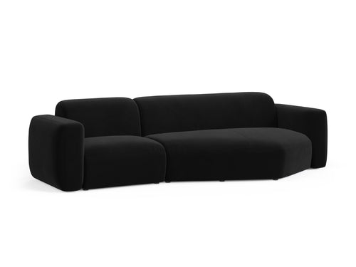 Cosmopolitan Design Modulaire hoekbank rechts Strino 3-zits, flueel zwart - 136x308x78cm