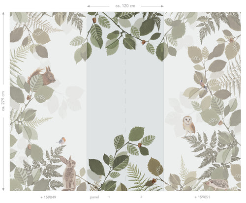 ESTAhome fotobehang bosdieren groen en bruin - 100 x 279 cm - 159050