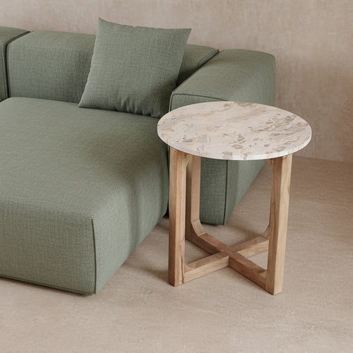 Marmeren bijzettafel Créme - 50x50x50 cm - 50x50x50 cm