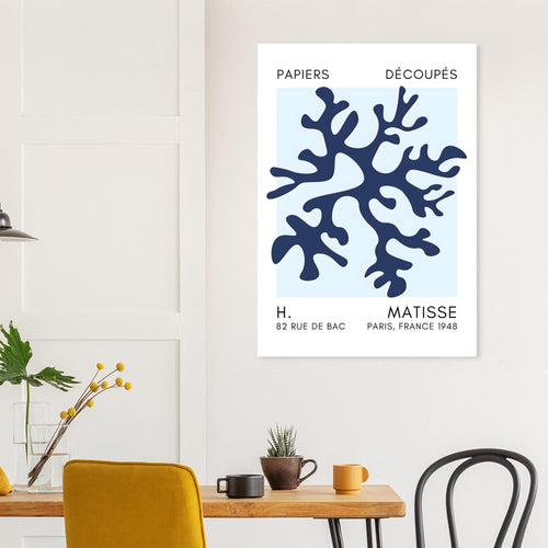 Artfulprints  Matisse – Dreamy coral flower navy blue I   poster 30x40 cm - vtwonen shop