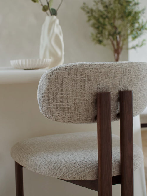 Giga Meubel Eetkamerstoel Noor - Stof/Staal - Beige/Walnoot - Set van 2 - vtwonen shop